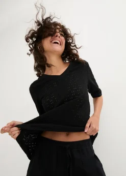 Pantalon palazzo léger en lin et viscose