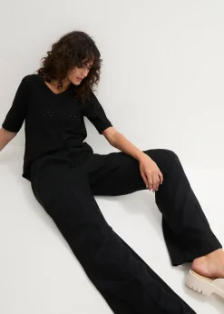 Pantalon palazzo léger en lin et viscose