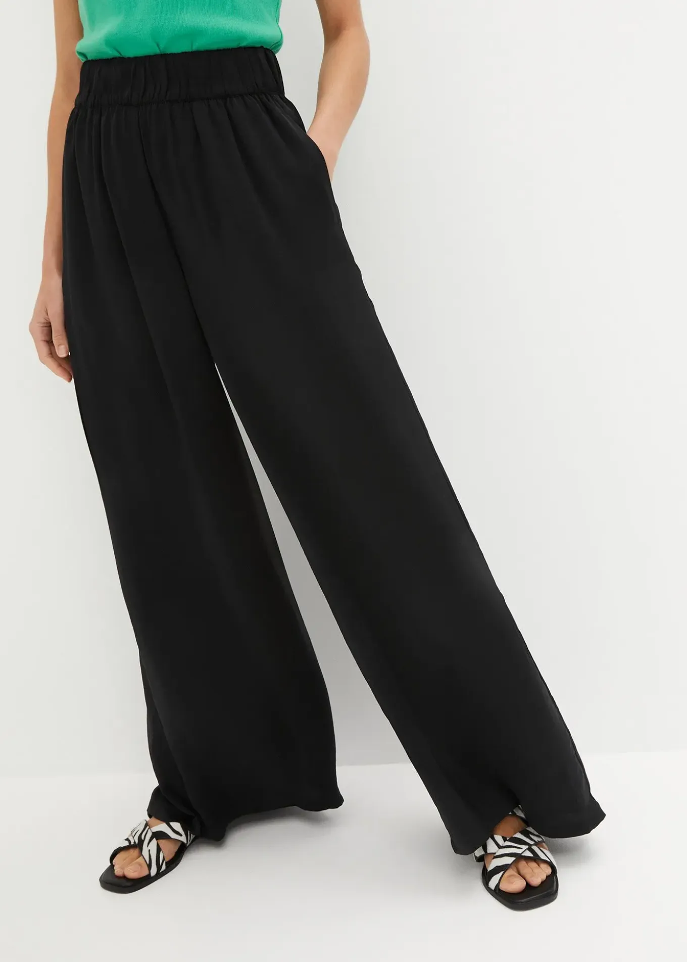 Pantalon palazzo léger et fluide, taille haute et confortable, long