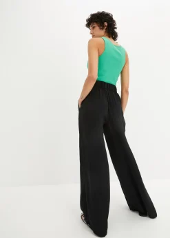 Pantalon palazzo léger et fluide, taille haute et confortable, long