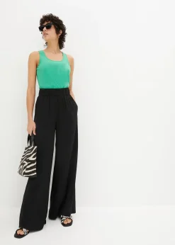 Pantalon palazzo léger et fluide, taille haute et confortable, long