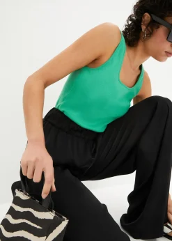 Pantalon palazzo léger et fluide, taille haute et confortable, long