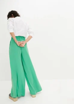 Pantalon palazzo léger et fluide, taille haute et confortable, long