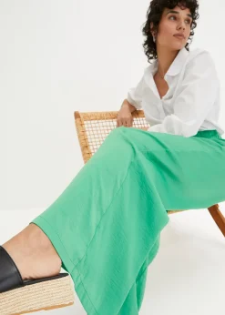 Pantalon palazzo léger et fluide, taille haute et confortable, long