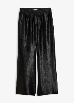 Pantalon palazzo satiné à taille élastiquée