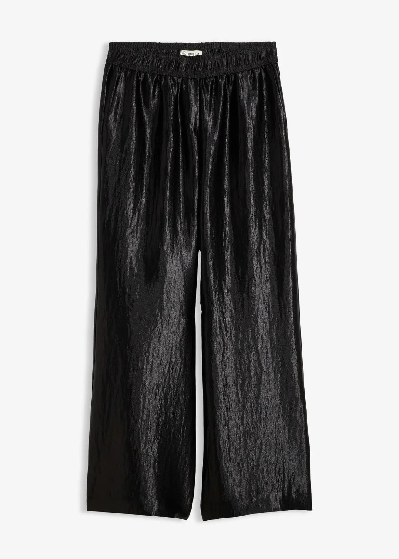 Pantalon palazzo satiné à taille élastiquée