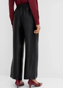 Pantalon palazzo satiné à taille élastiquée