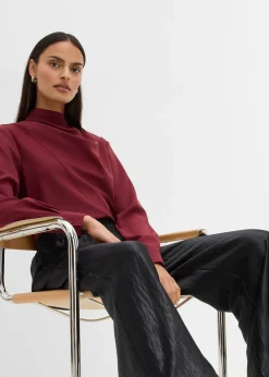 Pantalon palazzo satiné à taille élastiquée