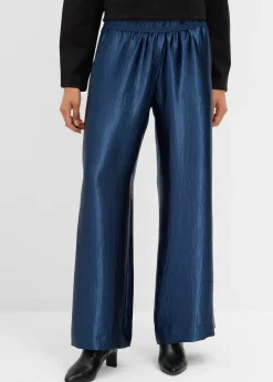 Pantalon palazzo satiné à taille élastiquée
