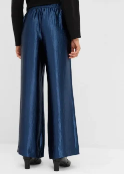 Pantalon palazzo satiné à taille élastiquée