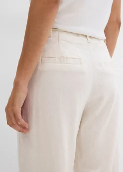 Pantalon paper bag en lin mélangé léger