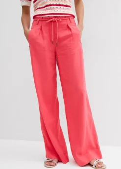 Pantalon paper bag en lin mélangé léger