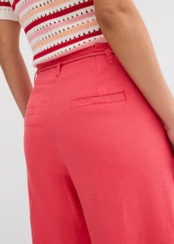 Pantalon paper bag en lin mélangé léger