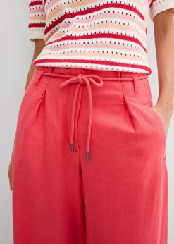 Pantalon paper bag en lin mélangé léger