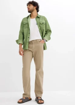 Pantalon regular en twill, droit, 100% coton