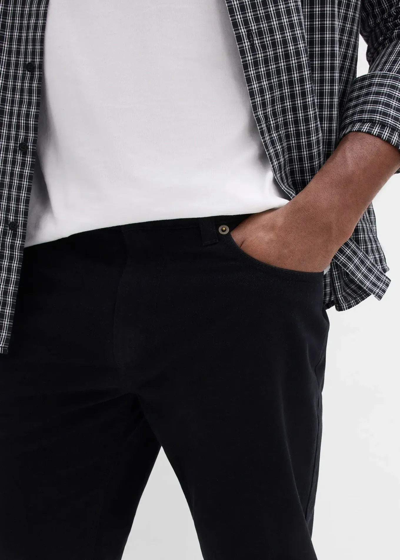 Pantalon regular en twill, droit, 100% coton