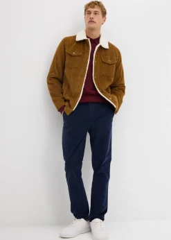 Pantalon regular en velours côtelé de coton extensible, fuselé