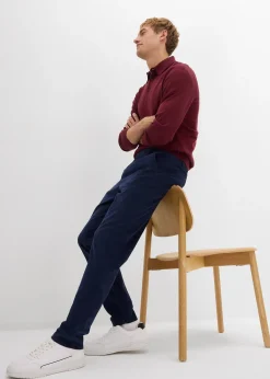 Pantalon regular en velours côtelé de coton extensible, fuselé