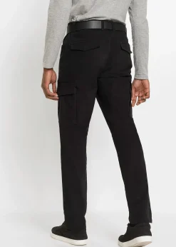 Pantalon slim extensible, jambes droites, avec poches cargo