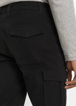 Pantalon slim extensible, jambes droites, avec poches cargo