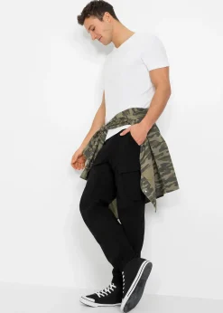 Pantalon taille extensible avec poches cargo, droit et regular