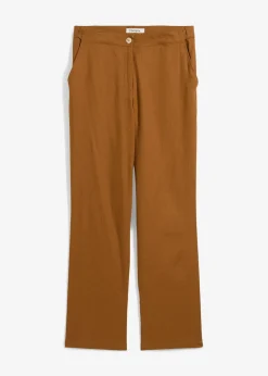 Pantalon taille haute en lin et viscose