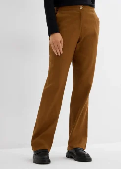 Pantalon taille haute en lin et viscose