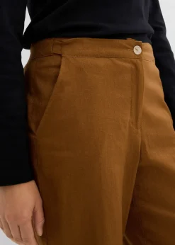 Pantalon taille haute en lin et viscose