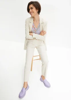 Pantalon taille haute en lin et viscose