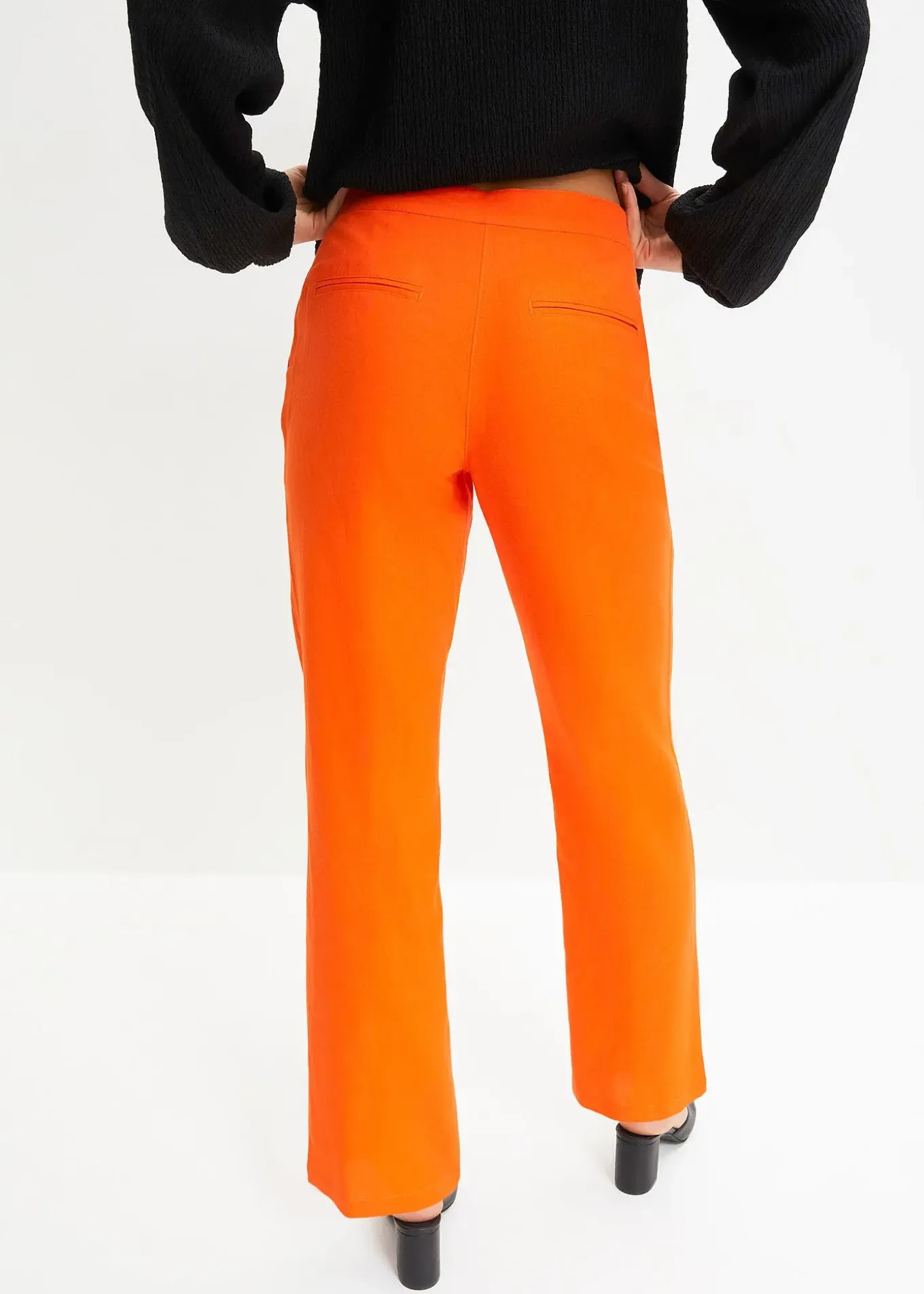 Pantalon taille haute en lin et viscose