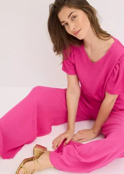 Pantalon taille élastiquée en viscose fluide