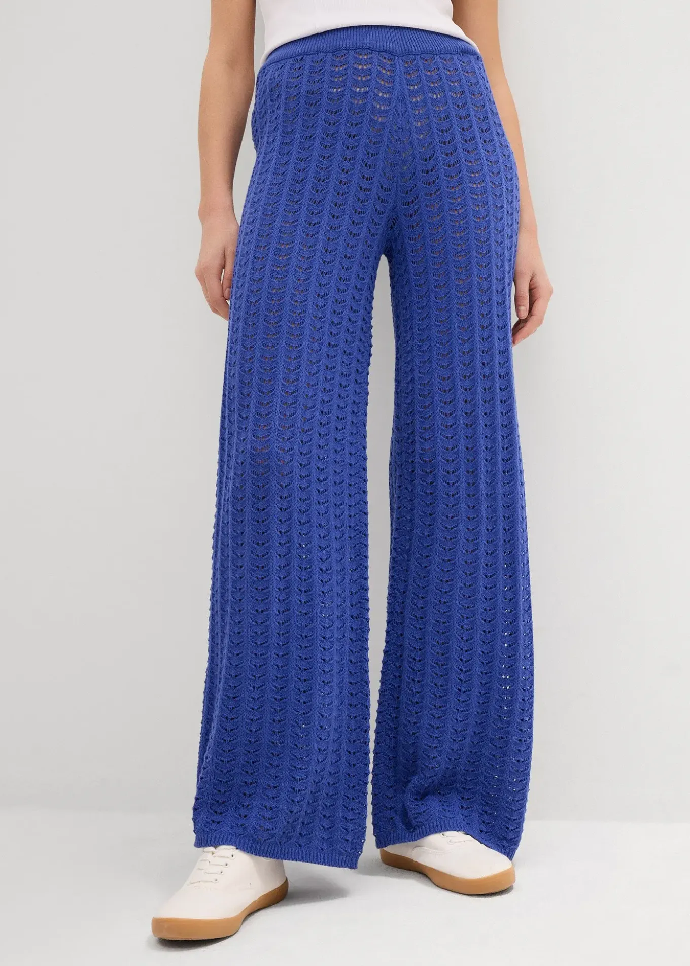 Pantalon taille élastiquée en maille ajourée