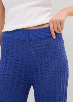 Pantalon taille élastiquée en maille ajourée
