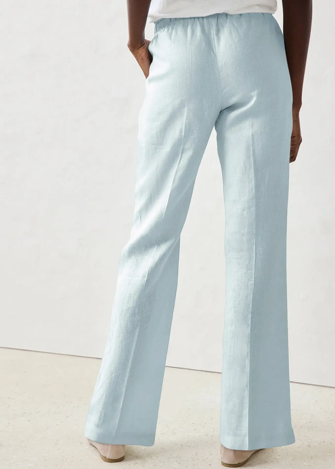 Pantalon taille élastiquée 100% lin