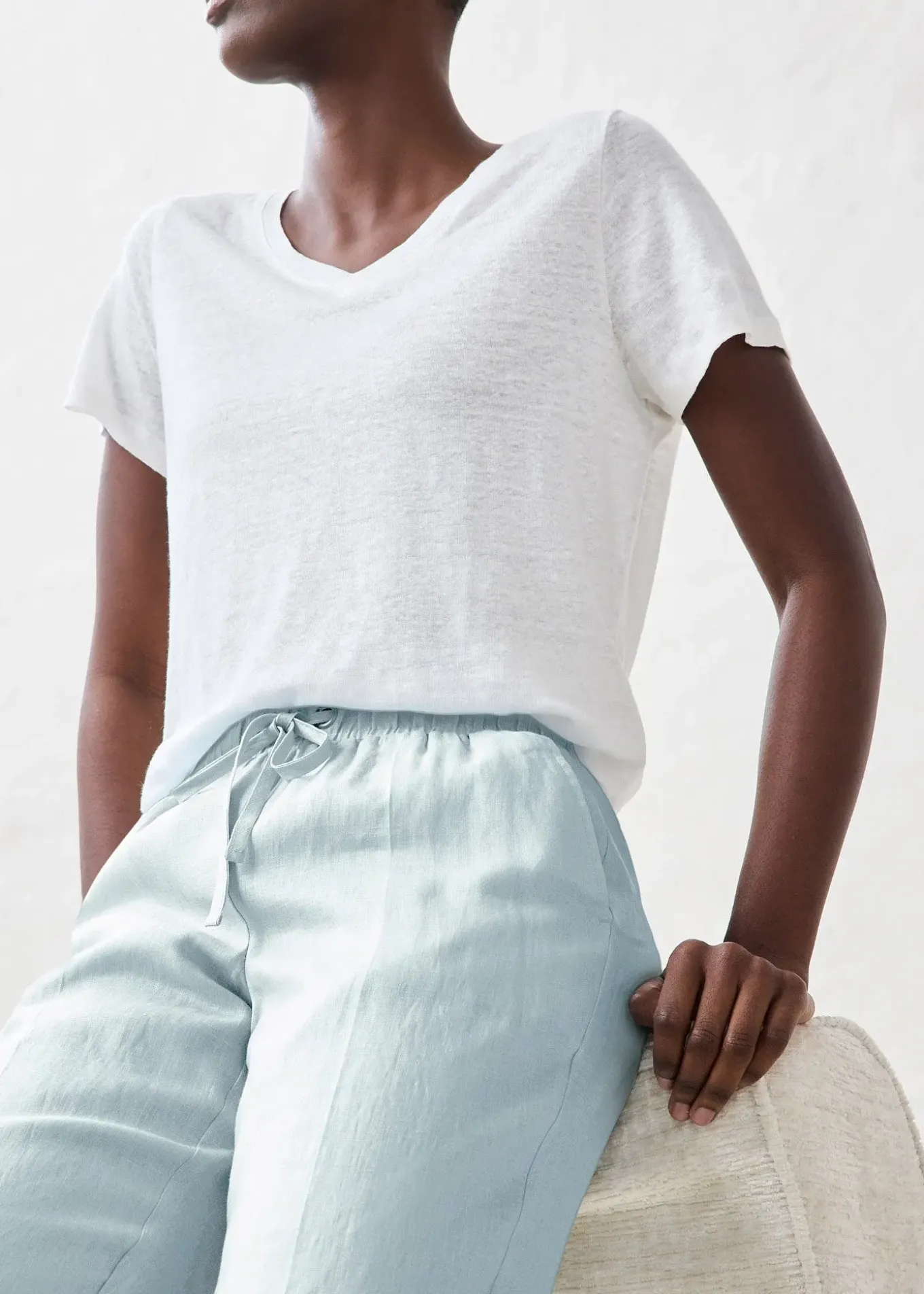 Pantalon taille élastiquée 100% lin