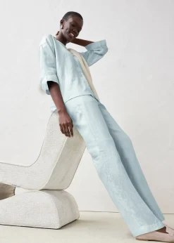 Pantalon taille élastiquée 100% lin