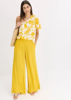 Pantalon taille élastiquée en viscose fluide