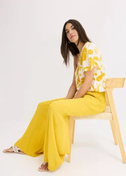 Pantalon taille élastiquée en viscose fluide