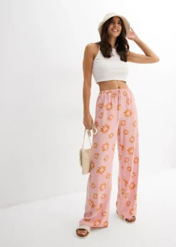 Pantalon taille élastiquée en viscose douce