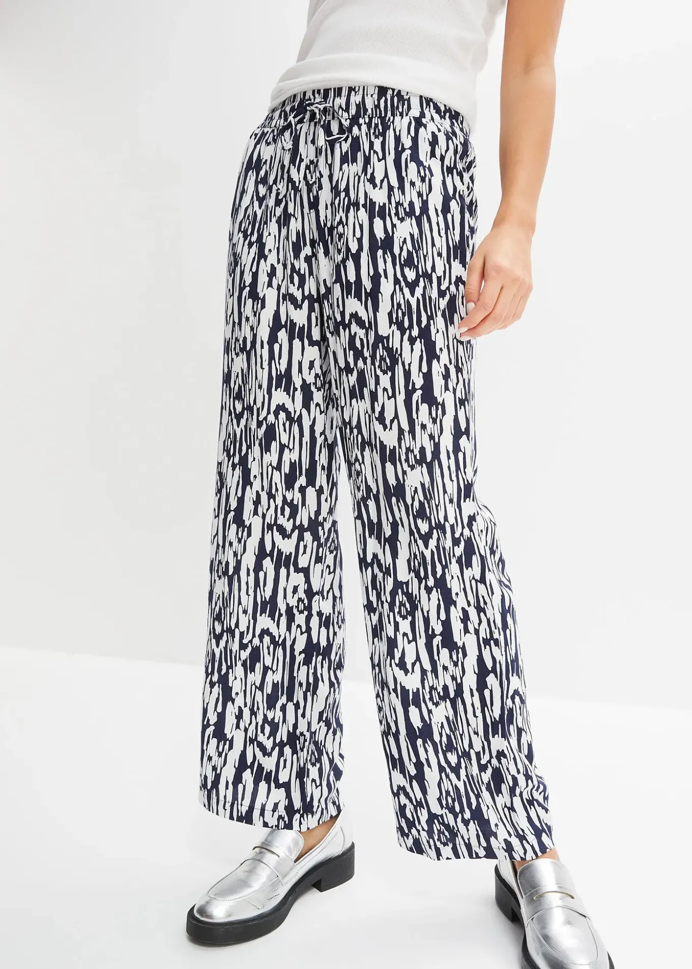 Pantalon taille élastiquée en viscose fluide