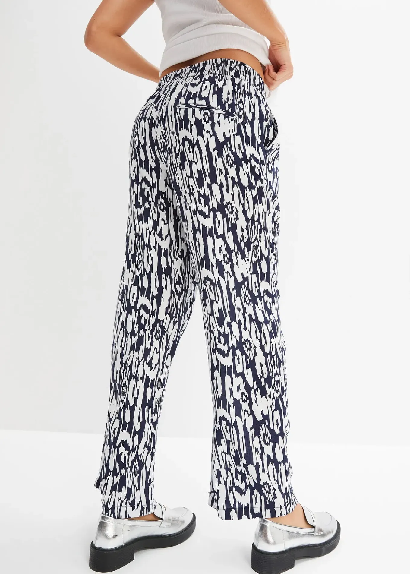 Pantalon taille élastiquée en viscose fluide