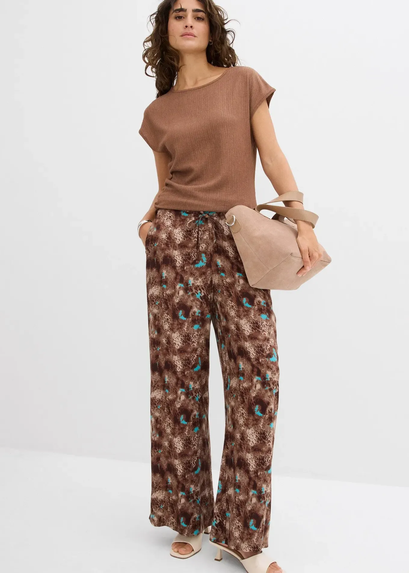 Pantalon taille élastiquée en viscose fluide