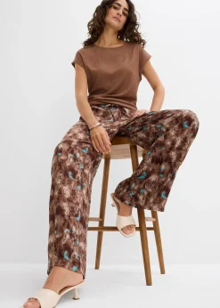 Pantalon taille élastiquée en viscose fluide