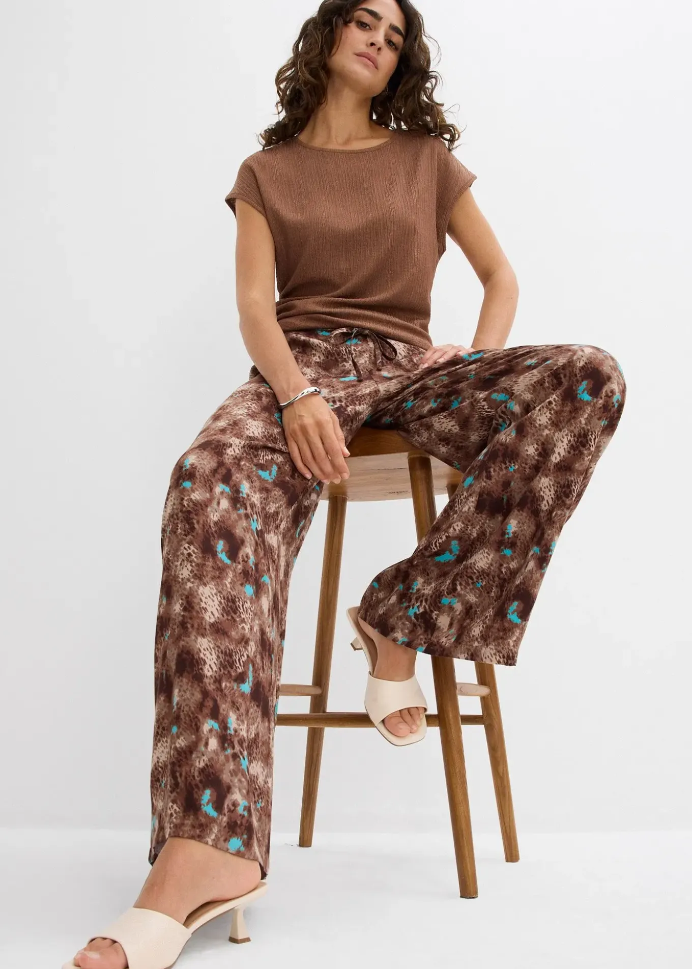 Pantalon taille élastiquée en viscose fluide