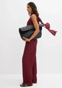 Pantalon texturé en viscose mélangée