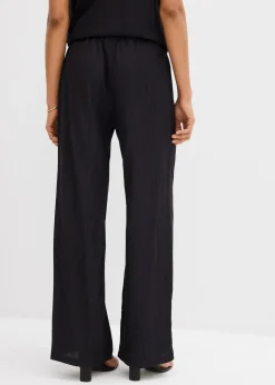 Pantalon texturé en viscose mélangée