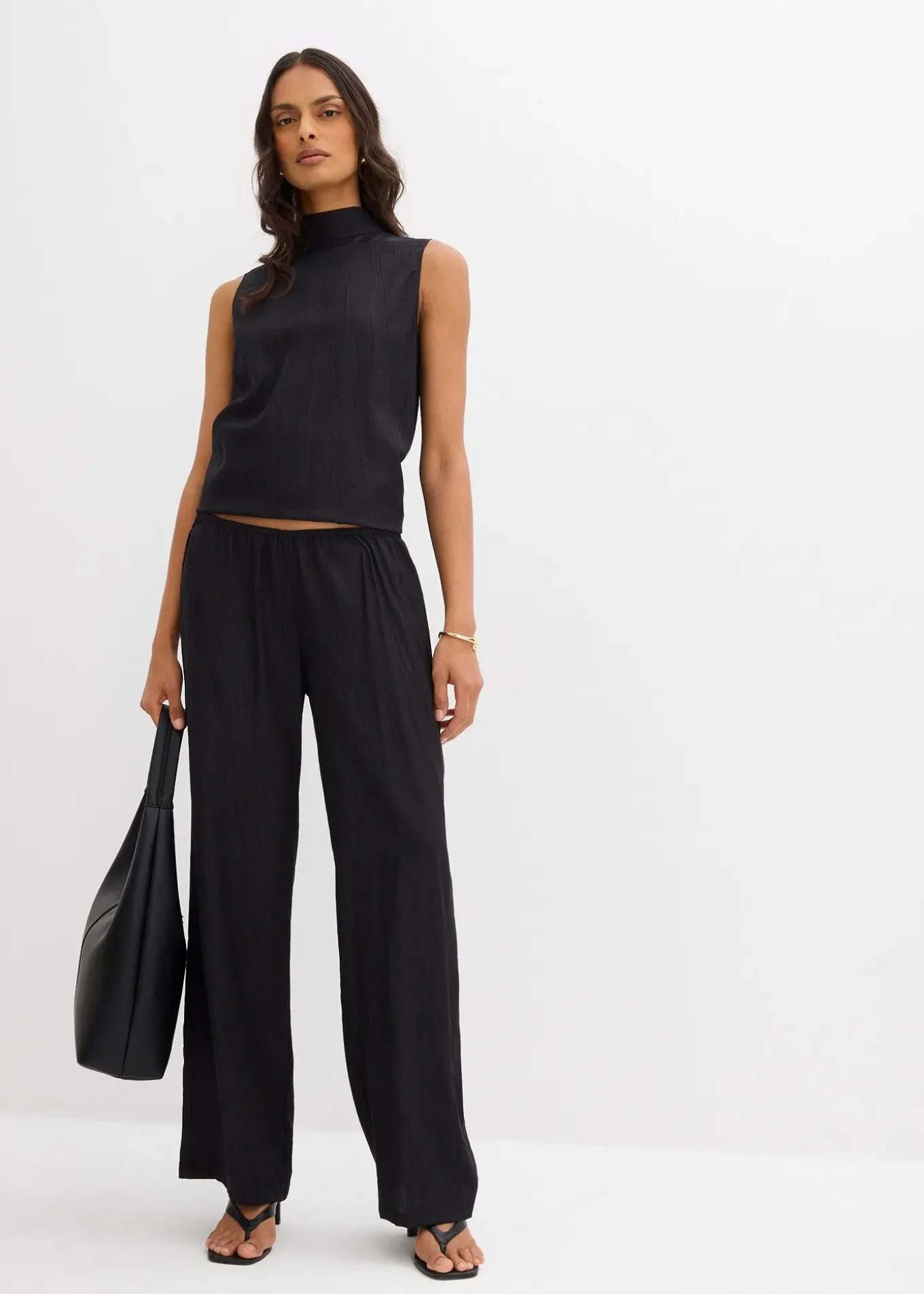 Pantalon texturé en viscose mélangée