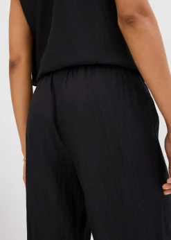 Pantalon texturé en viscose mélangée