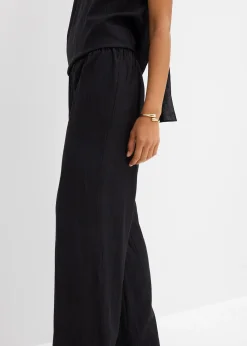 Pantalon texturé en viscose mélangée