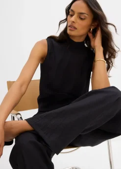 Pantalon texturé en viscose mélangée